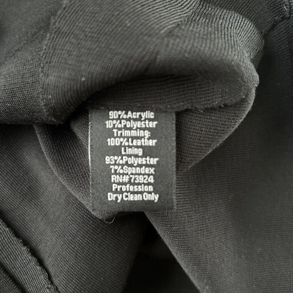 Misook Dress Sz Small Black‎ Shift Dress Leather Trim Long Sleeve Zipper Accent - Picture 4 of 7